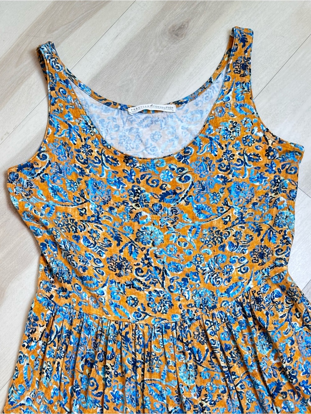 Peruvian Connection sleeveless tiered maxi dress Sz M cottage-core ruffled skirt - Picture 2 of 10